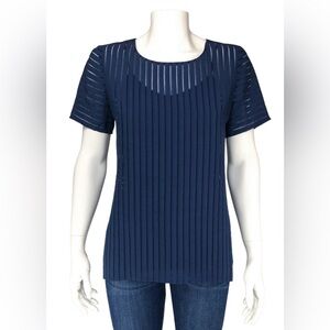 J. Crew Navy blue Striped Short Sleeve Top